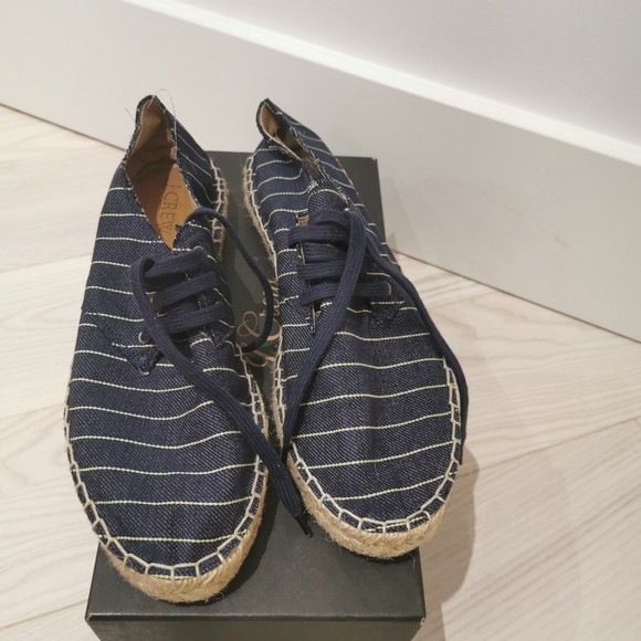 J. Crew striped canvas denim lace up espadrilles - Picture 6 of 8